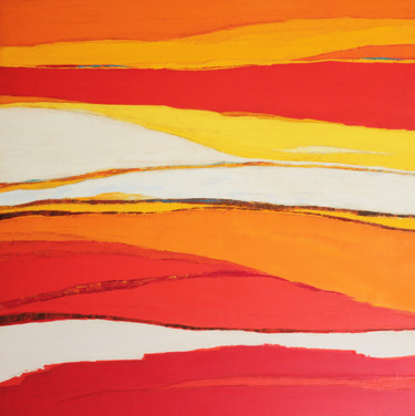 Peinture intitulée "Espaces rouges 80" par Frédérique Marteau, Œuvre d'art originale, Huile