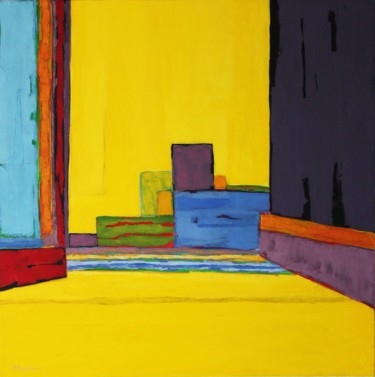 Картина под названием "Espaces colorés" - Frédérique Marteau, Подлинное произведение искусства, Масло