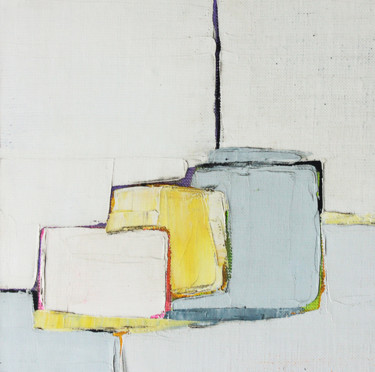 Painting titled "Composition blanche…" by Frédérique Marteau, Original Artwork, Oil Mounted on Wood Panel