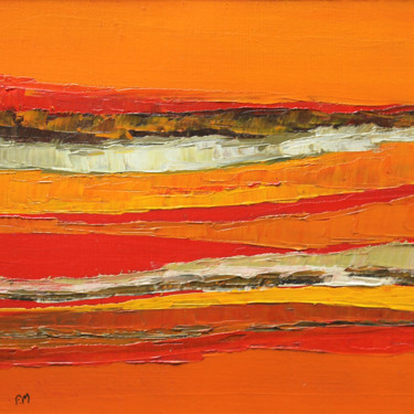 Pittura intitolato "Composition orange…" da Frédérique Marteau, Opera d'arte originale, Olio