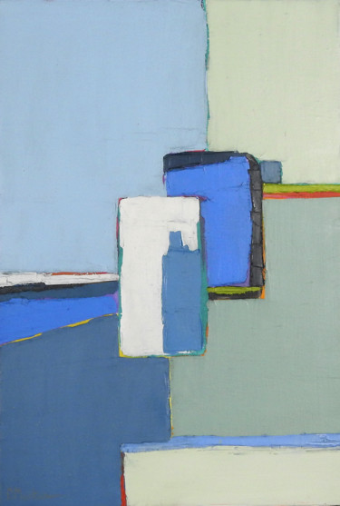 Peinture intitulée "Composition bleue" par Frédérique Marteau, Œuvre d'art originale, Huile