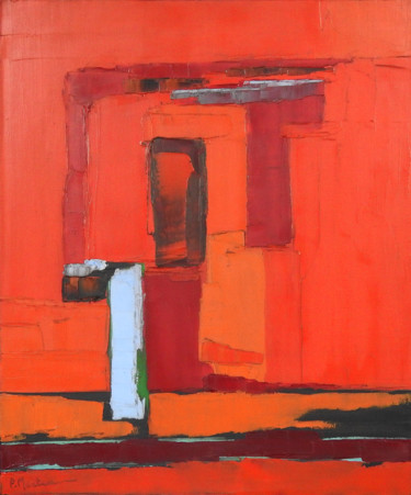 Peinture intitulée "Abstraction rouge" par Frédérique Marteau, Œuvre d'art originale, Huile