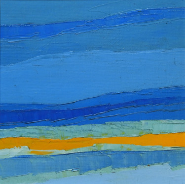 Peinture intitulée "Espaces bleus" par Frédérique Marteau, Œuvre d'art originale, Huile Monté sur Panneau de bois