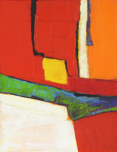 Painting titled "Abstraction rouge e…" by Frédérique Marteau, Original Artwork, Oil