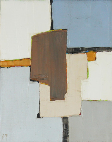 Painting titled "Abstraction beige" by Frédérique Marteau, Original Artwork, Oil