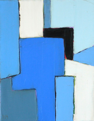 Painting titled "Abstraction Bleue 2" by Frédérique Marteau, Original Artwork, Oil