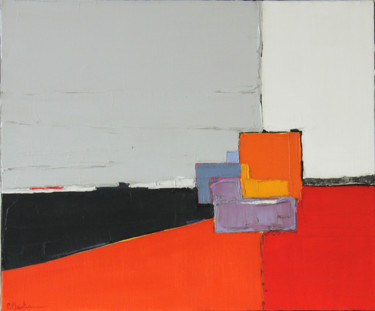 Peinture intitulée "Chemin rouge" par Frédérique Marteau, Œuvre d'art originale, Huile