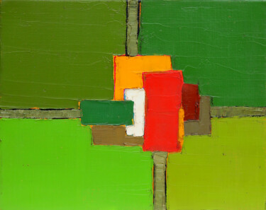 Peinture intitulée "Abstraction verte" par Frédérique Marteau, Œuvre d'art originale, Huile Monté sur Châssis en bois