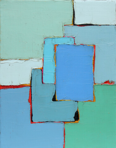 Peinture intitulée "Abstraction bleu tu…" par Frédérique Marteau, Œuvre d'art originale, Huile Monté sur Châssis en bois