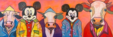 Malerei mit dem Titel "Mickey and Friends" von Fredi Gertsch, Original-Kunstwerk, Acryl
