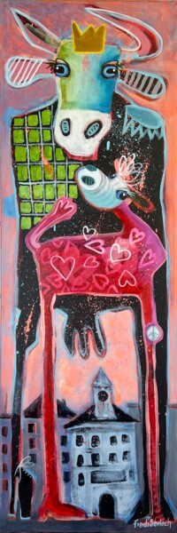 Schilderij getiteld "Baby Mum - The Worl…" door Fredi Gertsch, Origineel Kunstwerk, Acryl