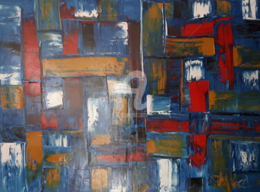 Peinture intitulée "bleu-océan" par Anthony Camille, Œuvre d'art originale, Huile