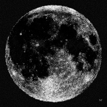 Digital Arts titled "Lune binaire (avec…" by Frédéric Durieu & Nathalie Erin, Original Artwork, 2D Digital Work Mounted on A…