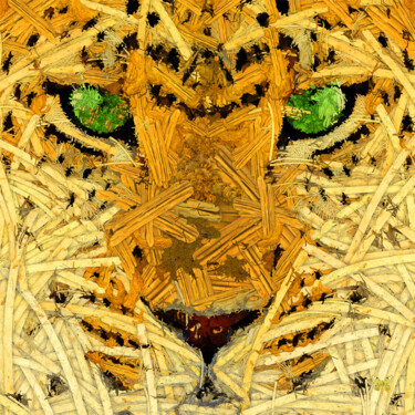 Artes digitais intitulada "Leopard Out Of Wood…" por Frédéric Durieu & Nathalie Erin, Obras de arte originais, Trabalho Digi…
