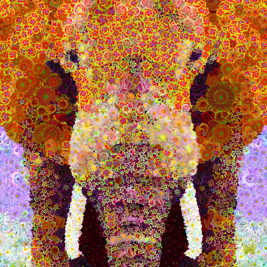 제목이 "Elephant Out Of Flo…"인 디지털 아트 Frédéric Durieu & Nathalie Erin로, 원작, 2D 디지털 작업 나무 들것 프레임에 장착됨