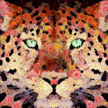 Digital Arts titled "Leopard Out Of Flow…" by Frédéric Durieu & Nathalie Erin, Original Artwork, 2D Digital Work Mounted on…
