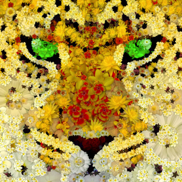 Цифровое искусство под названием "Leopard Out Of Flow…" - Frédéric Durieu & Nathalie Erin, Подлинное произведение искусства,…