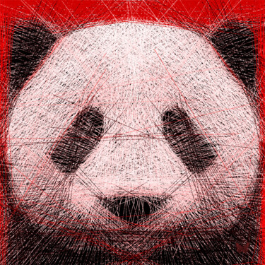 Digital Arts titled "Panda Out Of Lines…" by Frédéric Durieu & Nathalie Erin, Original Artwork, 2D Digital Work Mounted on W…