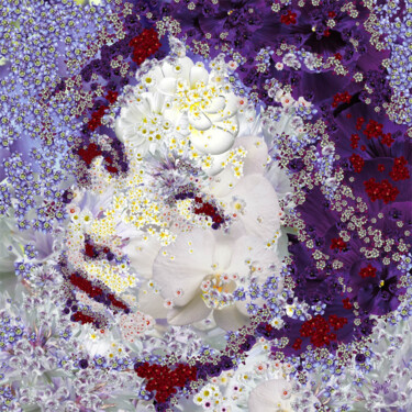 Arts numériques intitulée "Fanette Aux Fleurs…" par Frédéric Durieu & Nathalie Erin, Œuvre d'art originale, Travail numériqu…