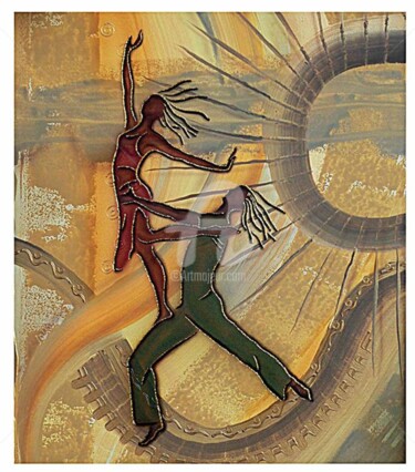 「The Dancers」というタイトルの絵画 Fred Odleによって, オリジナルのアートワーク, アクリル