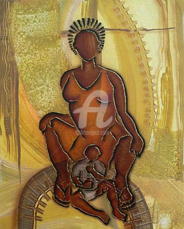 Peinture intitulée "mother &child" par Fred Odle, Œuvre d'art originale, Acrylique