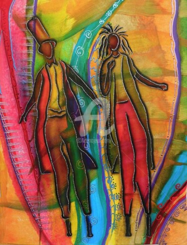 Painting titled "stiltmen" by Fred Odle, Original Artwork, Acrylic