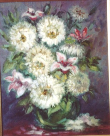 Pintura intitulada "Dahlias brancas (ól…" por Alfredo Winkler, Obras de arte originais