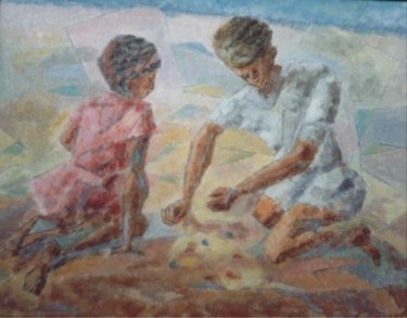 Pintura intitulada "Meninos brincando (…" por Alfredo Winkler, Obras de arte originais