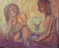 Pintura intitulada "Duas figuras (óleo…" por Alfredo Winkler, Obras de arte originais