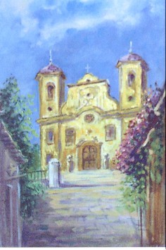 Pintura intitulada "Igreja de Ouro Pret…" por Alfredo Winkler, Obras de arte originais