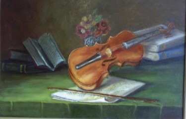 Pintura intitulada "composição c/ violi…" por Alfredo Winkler, Obras de arte originais