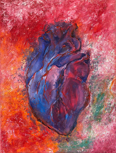 Painting titled ""I am heart"" by Freemoon, Original Artwork, Oil