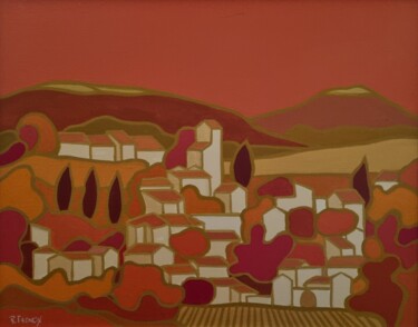 Peinture intitulée "Village du Mont Ven…" par Freneix Roger, Œuvre d'art originale, Acrylique Monté sur Châssis en bois