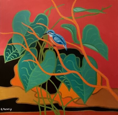 Malerei mit dem Titel "Colibri" von Freneix Roger, Original-Kunstwerk, Acryl Auf Keilrahmen aus Holz montiert