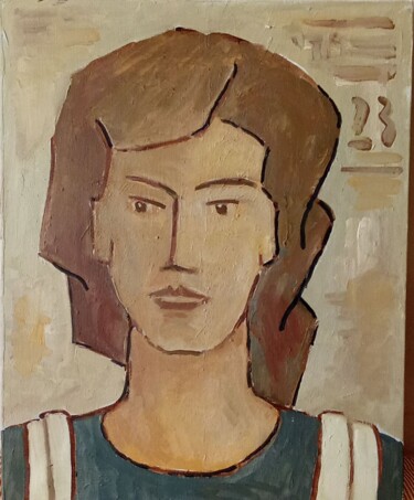 Painting titled "Retrato de mujer" by Fresno, Original Artwork, Oil