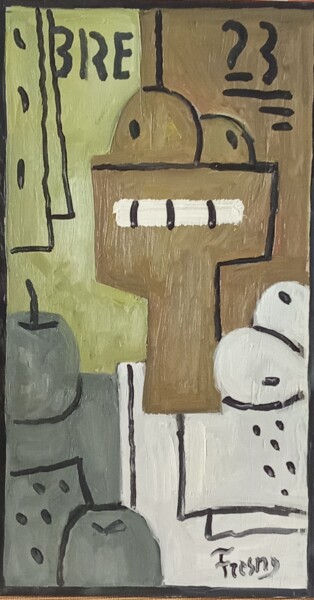 Картина под названием "Bodegón con mantel…" - Fresno, Подлинное произведение искусства, Масло Установлен на Деревянная панель