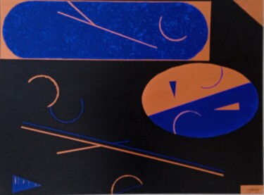 Peinture intitulée "Bleuté cuivré" par Stephane Fresny, Œuvre d'art originale, Acrylique
