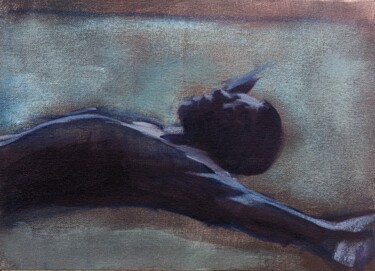 Painting titled "Surrender under the…" by Freya Platts Costeloe, Original Artwork, Oil Mounted on Wood Panel