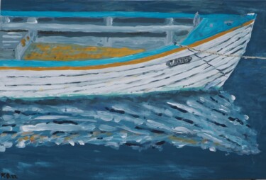 Malerei mit dem Titel "Boot" von Friedemann Ohms, Original-Kunstwerk, Gouache