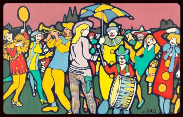 Impressões e gravuras intitulada "Kölner Karneval in…" por Friedrich Alexander Großkopf, Obras de arte originais, Impressão…