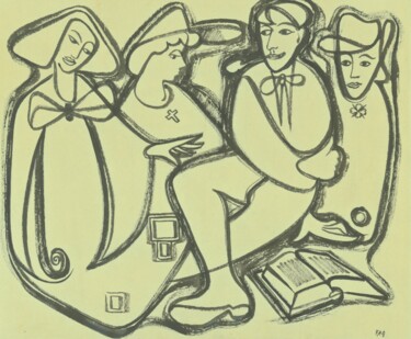 Dibujo titulada "Prediger" por Friedrich Alexander Großkopf, Obra de arte original, Tinta