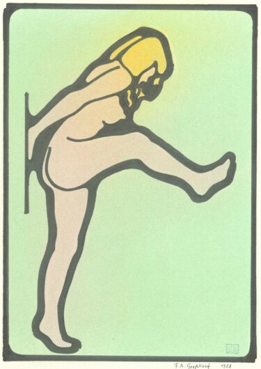 Drawing titled "Gymnastiktraining" by Friedrich Alexander Großkopf, Original Artwork, Ink