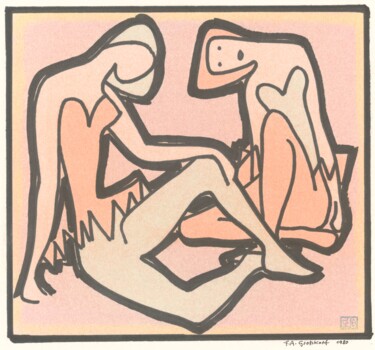 Zeichnungen mit dem Titel "Tanzpause" von Friedrich Alexander Großkopf, Original-Kunstwerk, Tinte