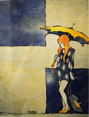 Malerei mit dem Titel "Melancholie" von Friedrich W. Berg, Original-Kunstwerk, Aquarell