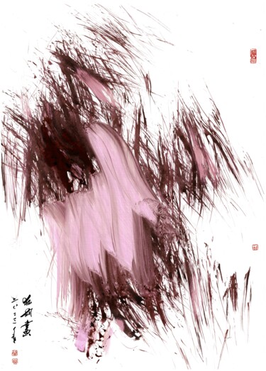 Drawing titled "pink abstraction" by Friedrich Zettl, Original Artwork, Ink