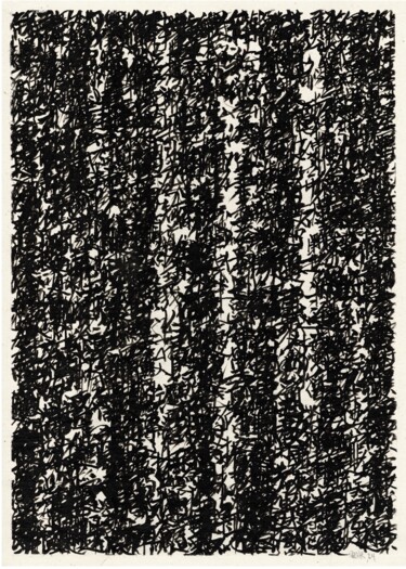 Drawing titled "Black Zen" by Friedrich Zettl, Original Artwork, Ink Mounted on Cardboard