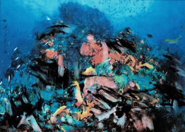 Peinture intitulée "Deep Blue Sea" par Friedrich Zettl, Œuvre d'art originale, Encre