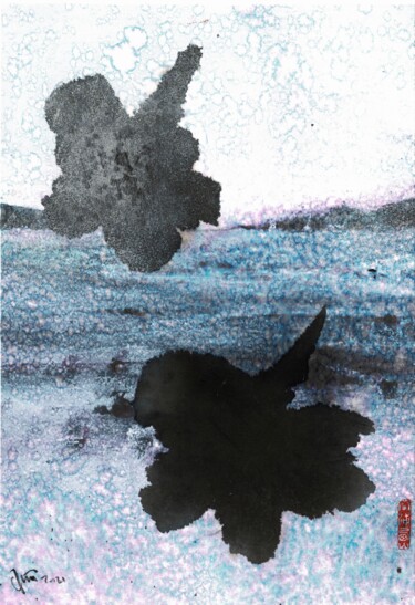 Картина под названием "Drifting through Sn…" - Friedrich Zettl, Подлинное произведение искусства, Чернила Установлен на карт…