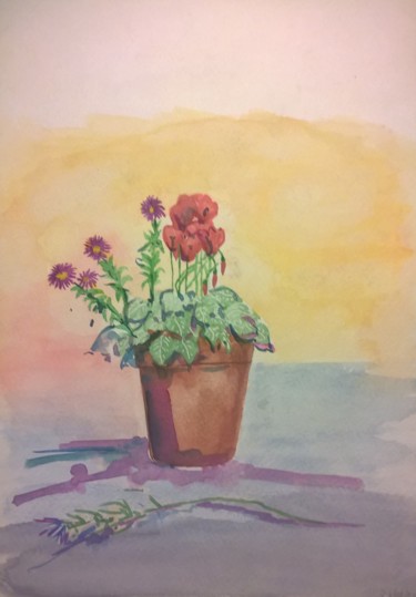 Disegno intitolato "pot-de-fleur" da Grisou Kerr, Opera d'arte originale