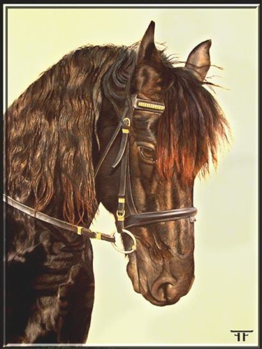 Malerei mit dem Titel "CHEVAL FRISON" von Laurent Frison, Original-Kunstwerk, Andere